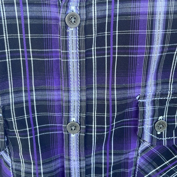 INC International Concepts Purple Plaid Western Shirt Men’s Large Long Sleeve - Picture 3 of 14